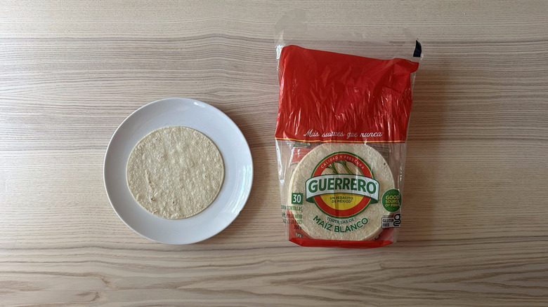 Guerrero corn tortilla on white plate