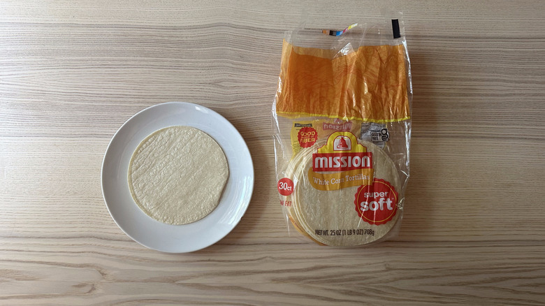 Mission corn tortilla on white plate