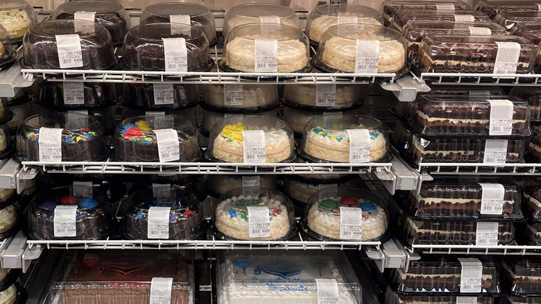 View of various Costco bakery cakes