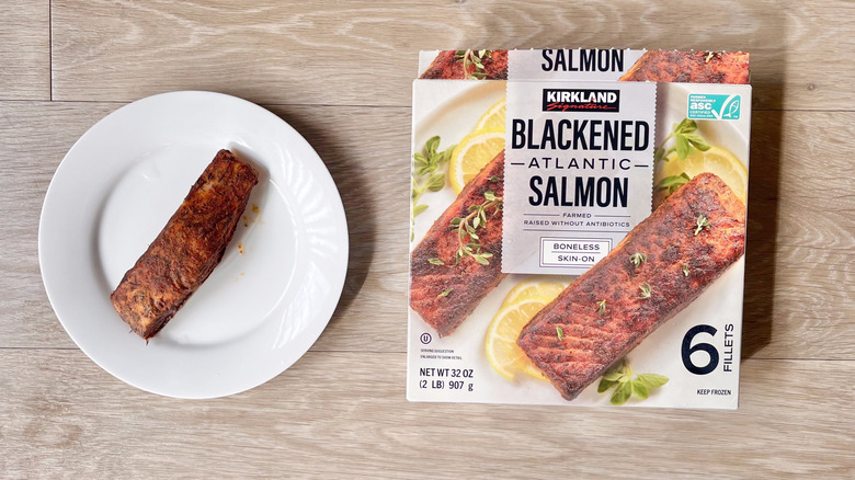 Kirkland Signature Atlantic Blackened Salmon on a white plate