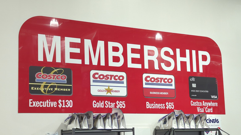 Costco membership desk and sign