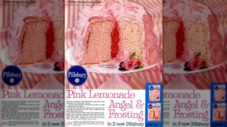 A 1961 Pillsbury ad for Pink Lemonade Angel Food Cake Mix and Frosting Mix