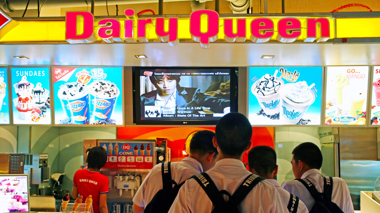 Customers waiting in line at a Dairy Queen