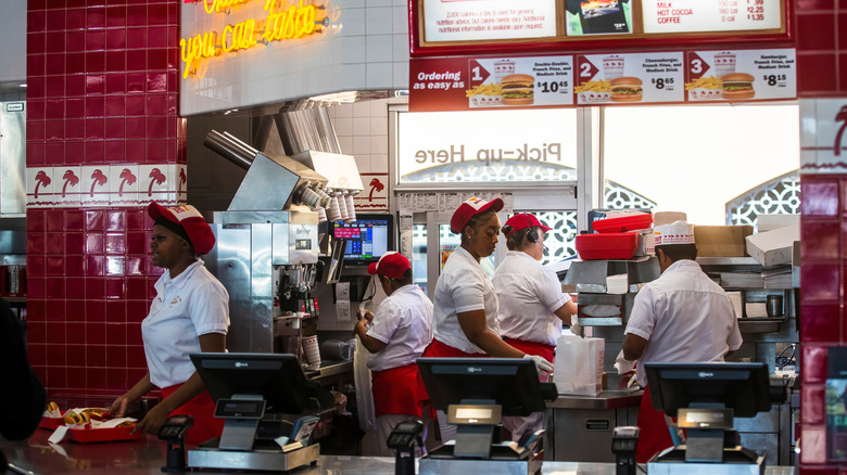 In-N-Out employees working on the job