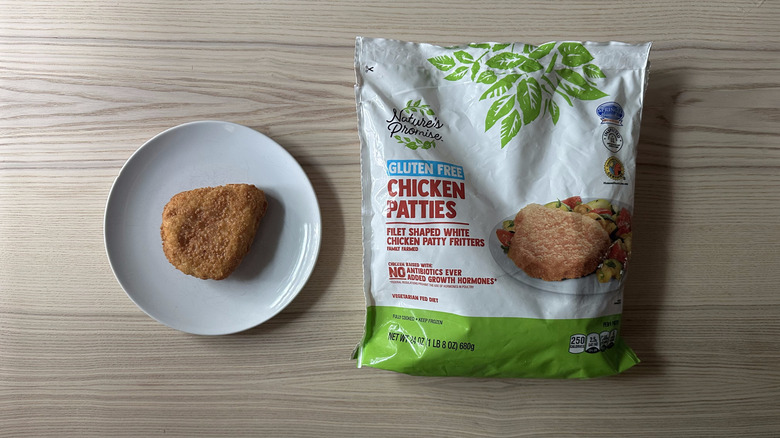Nature's Promise Gluten Free Chicken Patty on white plate