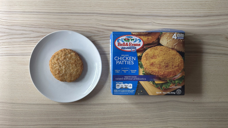 Bell and Evans Chicken Patty on white plate