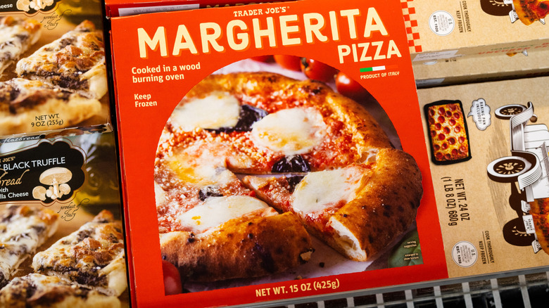 Trader Joe's Margherita Pizza in the freezer section