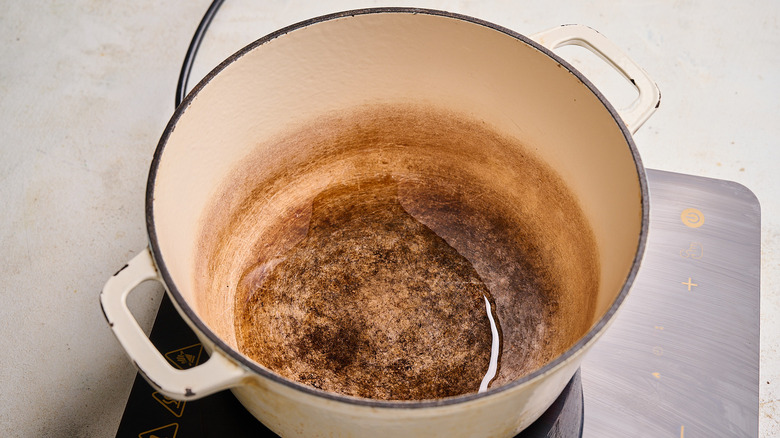 heating oil in a pot