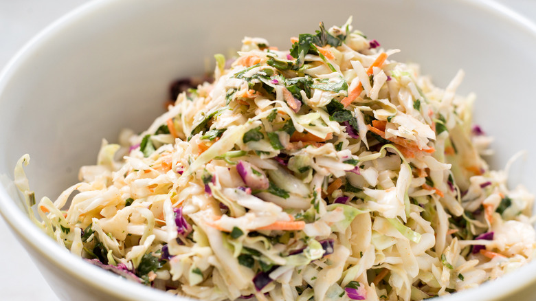 taco slaw in white bowl