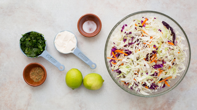 taco slaw ingredients on table