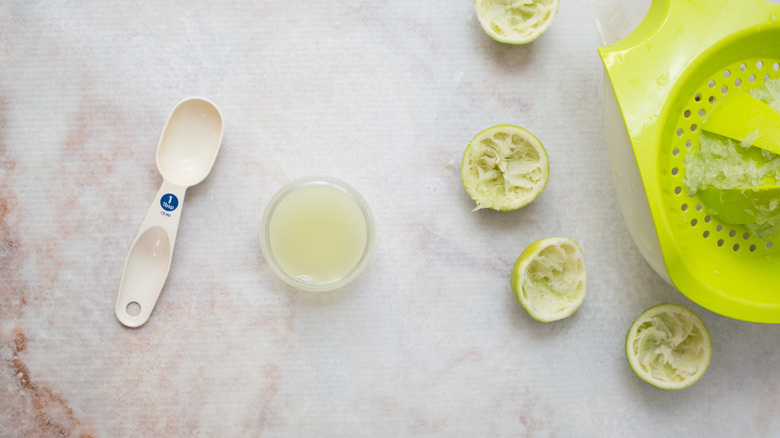 lime juice on marble table