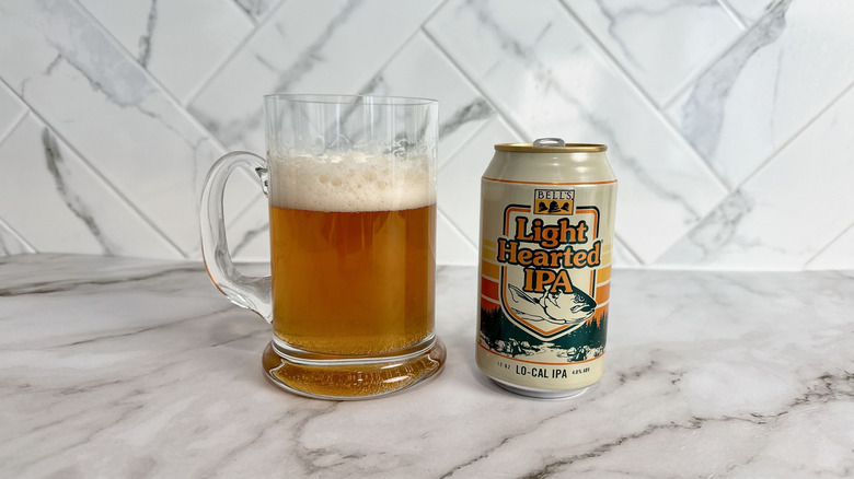 Can of Bell's Light Hearted IPA and beer in mug