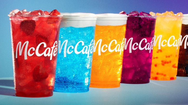 McDonald's new soda drinks lined up next to each other