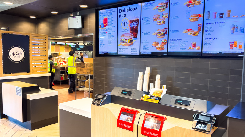 McDonald's interior with menu and counter