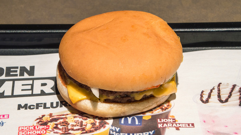 McDonald's burger on a tray
