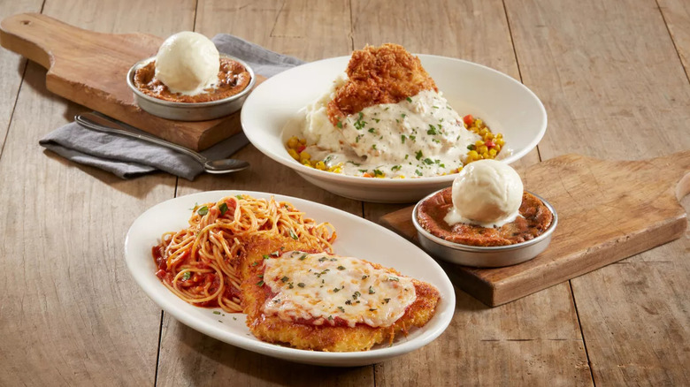 Two BJ's entrees and two Pizookie desserts offered in its $13 meal deals