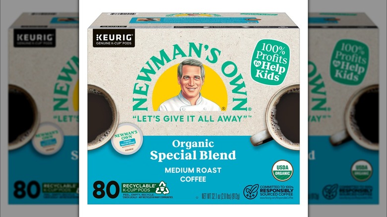 Newman's Own Organics Coffee Special Blend K-Cup Pods in blue and white box