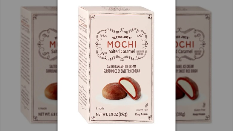 A box of Trader Joe's Salted Caramel Mochi