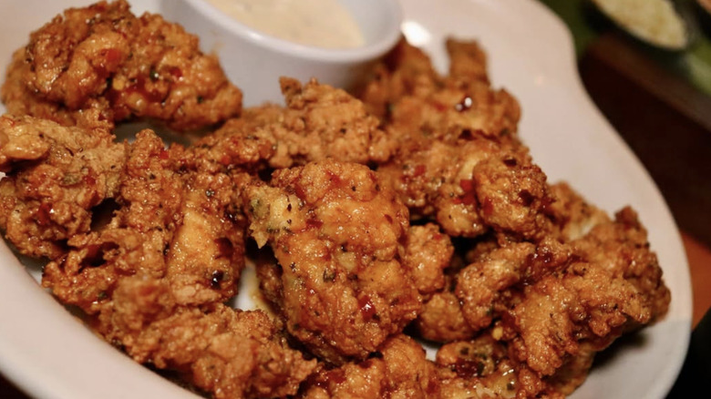 close up of Olive Garden's Calabrian Hot Honey Chicken Bites on plate