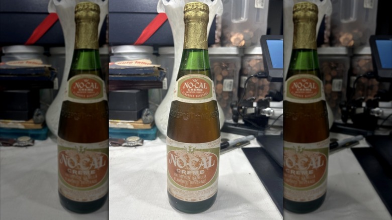 Vintage glass bottle of No-Cal brand vanilla-flavored soda
