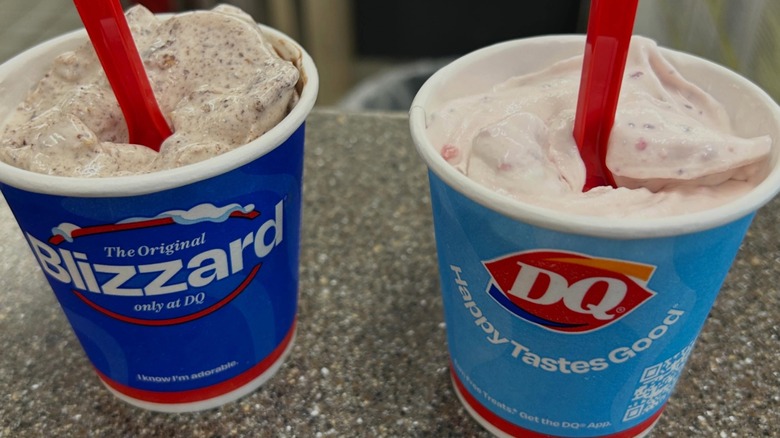 Two Dairy Queen Blizzards on countertop