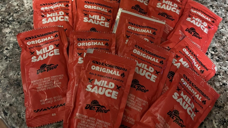 Mild sauce packets from Del Taco