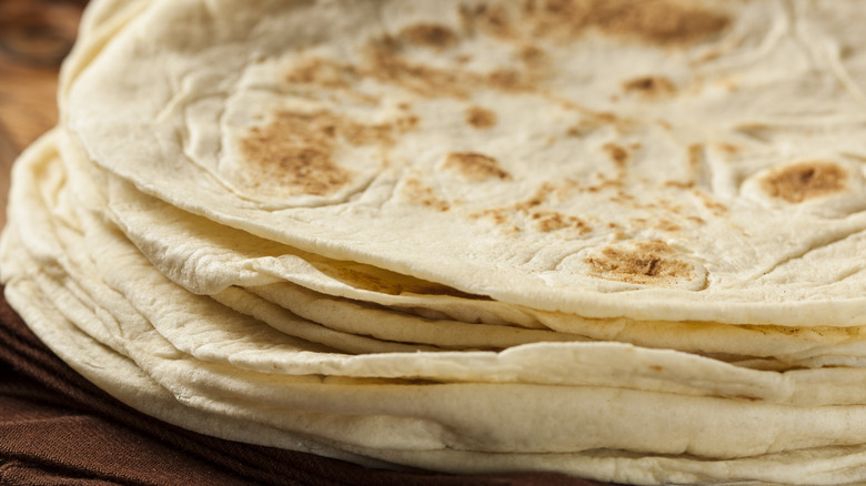 A stack of flour tortillas