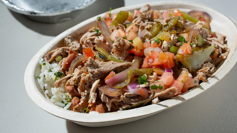 A steak burrito bowl