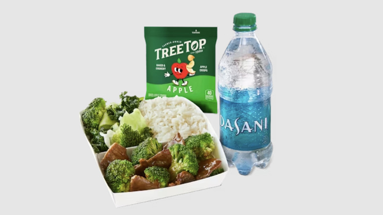Panda Express Broccoli Beef club meal on white background