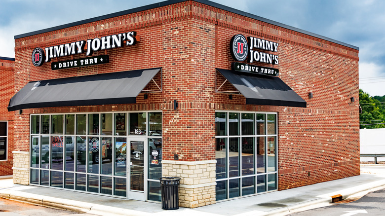 Jimmy John's location red brick building