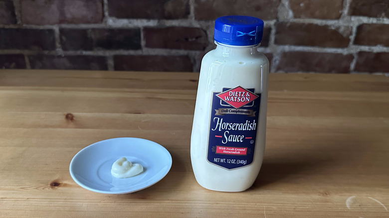 Dietz and Watson Horseradish Sauce on wooden table