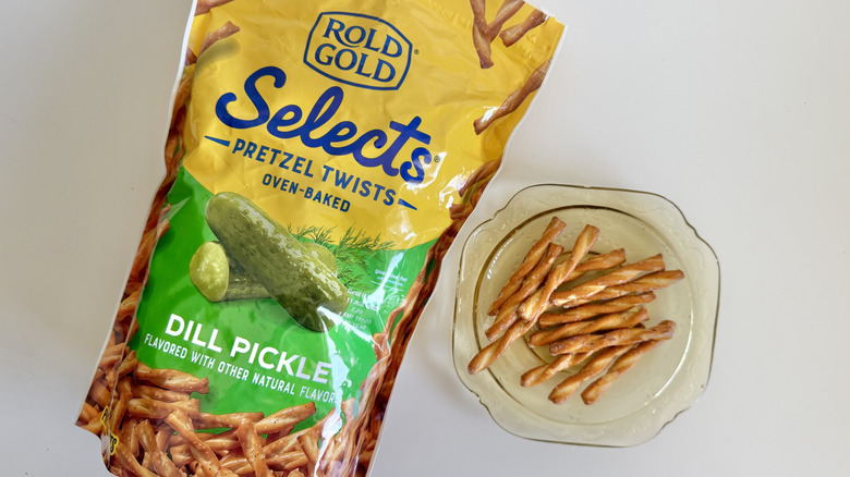 Dill Pickle pretzels on a plate