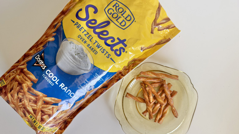 Doritos Cool Ranch pretzel bag on a table