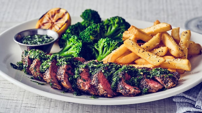 Chimichurri Bistro Filet with fries and broccoli