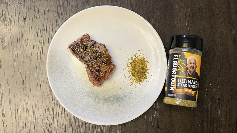 Flavortown Ultimate Steak Butter Rub on steak cut