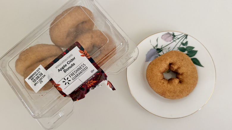 Freshness Guaranteed Apple Cider Donut on a plate