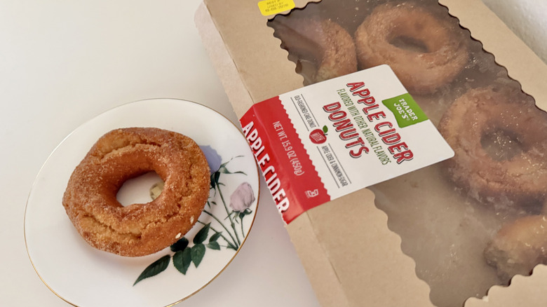 Box of Trader Joe's Apple Cider Donuts on a table
