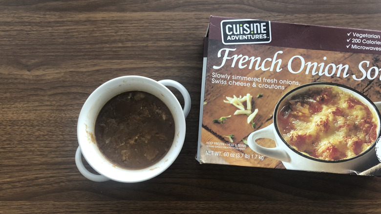 Cuisine Adventures french onion soup in a crock