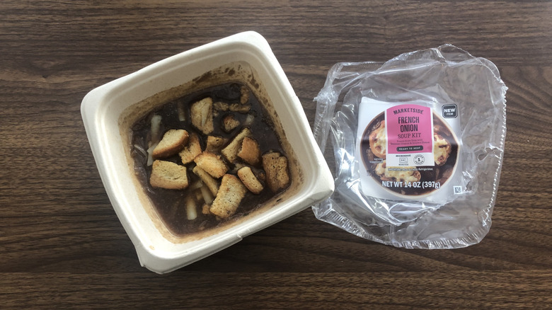 Walmart Marketside french onion soup in bowl