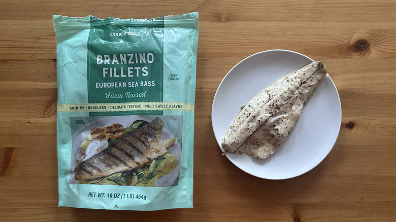 Trader Joe's Branzino Fillets on wooden table