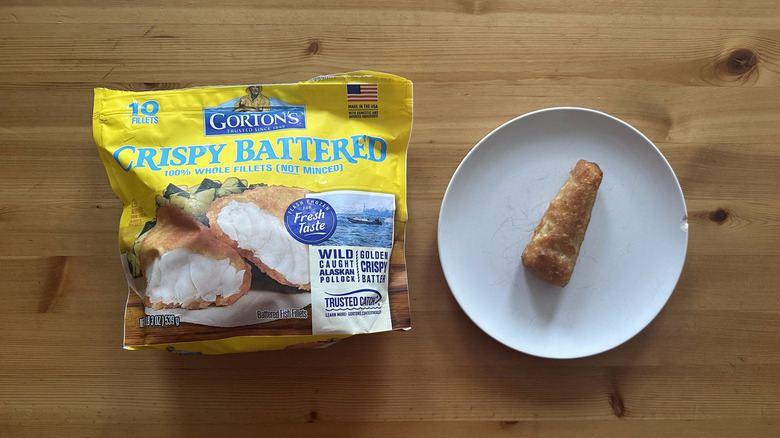 Gorton's Crispy Battered Whole Fillets on wooden table