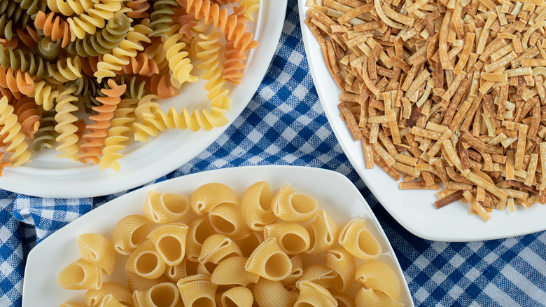 Several types of pasta dishes