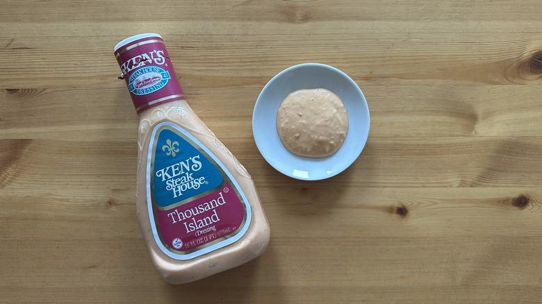 Ken's Steak House Thousand Island Dressing on wooden table