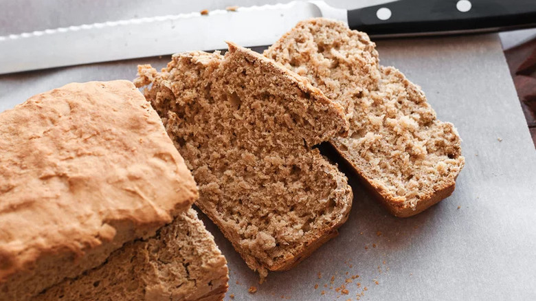 bread sliced on cutting board