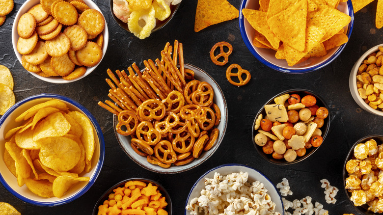 snacks in circular dishes