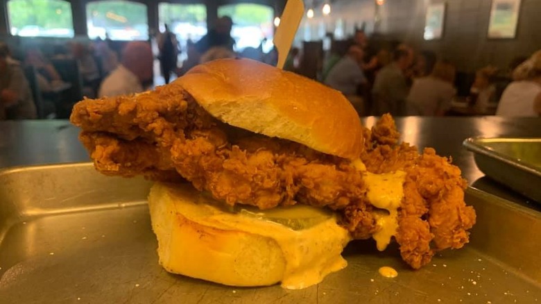 Chicken sandwich in a baking tray