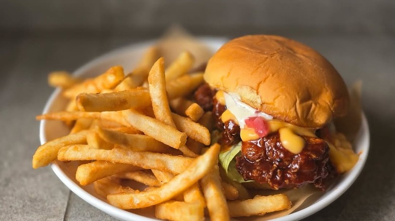 Chicken sandwich with fries