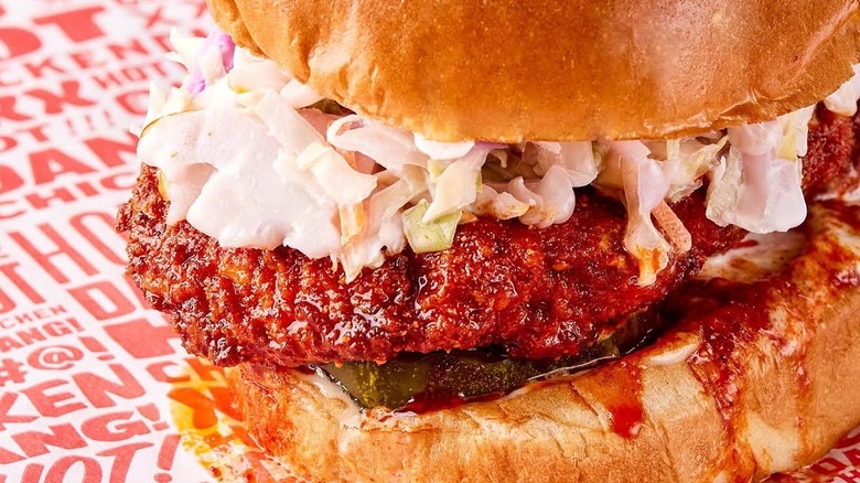 Hot Chick sandwich on paper