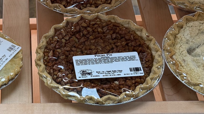 Close-up of Pecan Pie in packaging at Bird-in-Hand Bake Shop