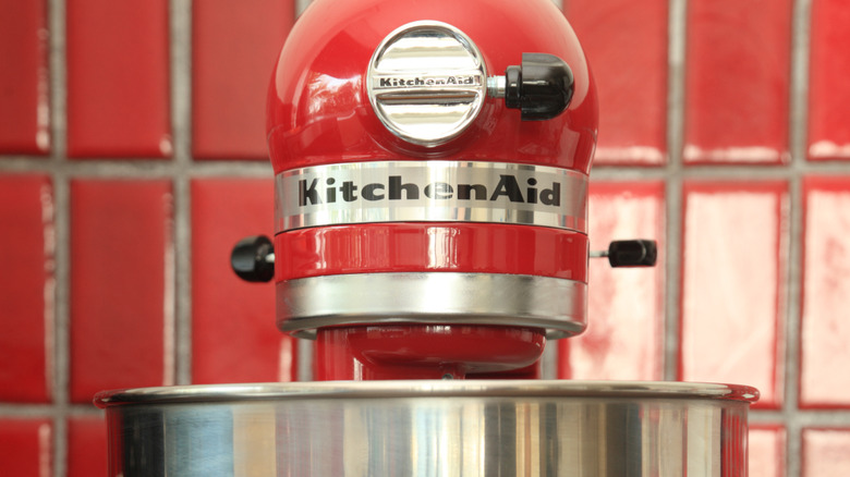 The front of a KitchenAid mixer